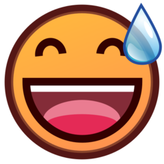 grinning face with sweat