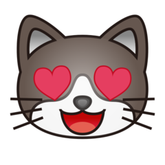 smiling cat with heart-eyes