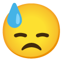 downcast face with sweat