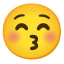 kissing face with closed eyes