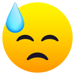 downcast face with sweat