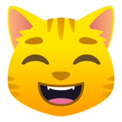 grinning cat with smiling eyes