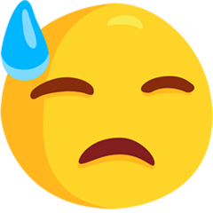 downcast face with sweat