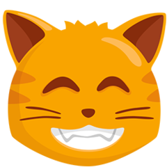 grinning cat with smiling eyes