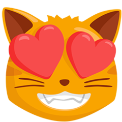 smiling cat with heart-eyes