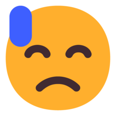 downcast face with sweat