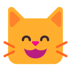 grinning cat with smiling eyes