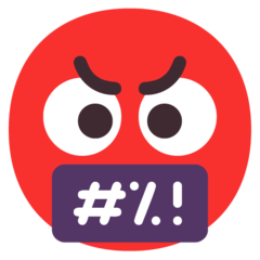 face with symbols on mouth