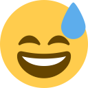 grinning face with sweat