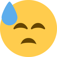 downcast face with sweat